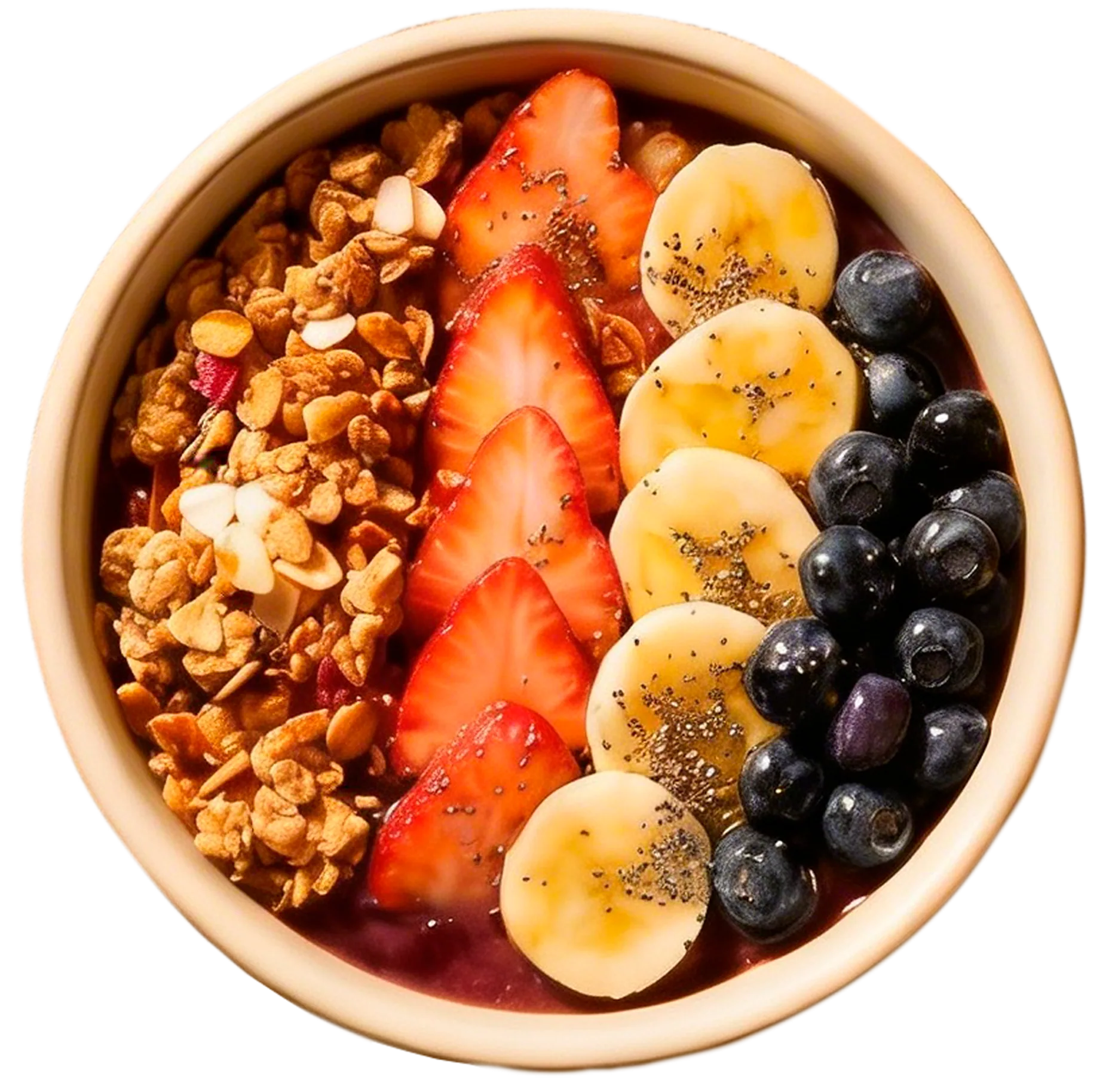 Original açaí bowl with granola and fresh fruit